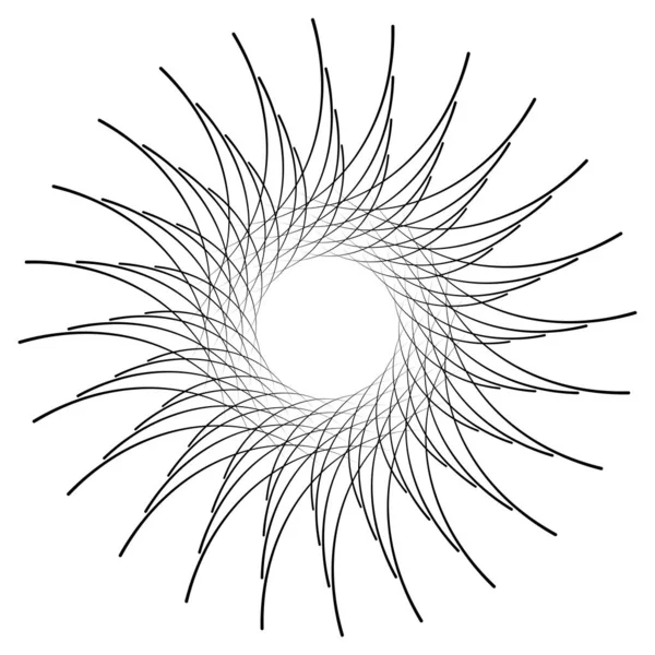Verdrehtes Spiralförmiges Radiales Abstraktes Element Wirbel Wirbel — Stockvektor