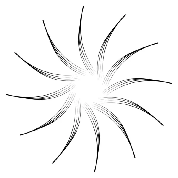 Verdrehtes Spiralförmiges Radiales Abstraktes Element Wirbel Wirbel — Stockvektor