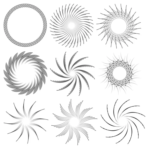 Twisted Spiral Radial Abstract Element Swirl Twirl — Stock Vector