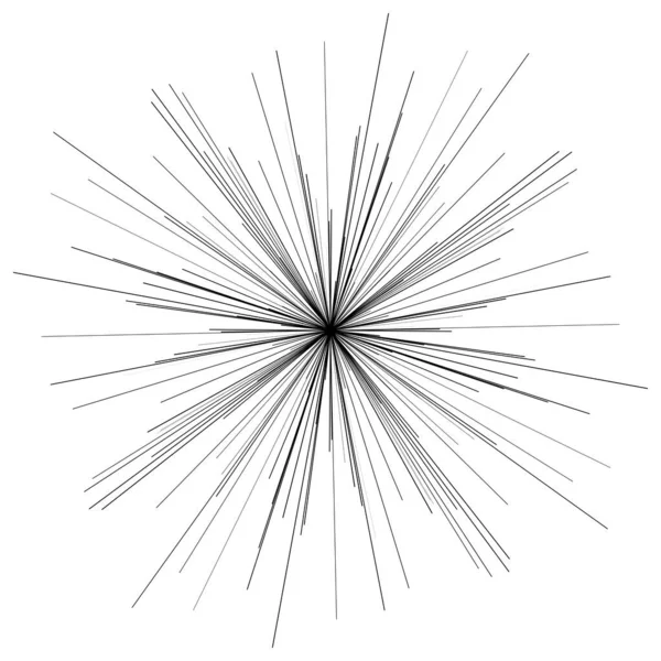 Linhas Radiais Aleatórias Irradiando Elemento Forma Starburst — Vetor de Stock