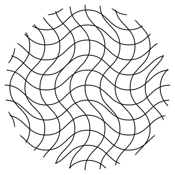 Geometrische Raster Gaas Met Onregelmatige Golvende Golvende Zigzaglijnen Vector Illustratie — Stockvector