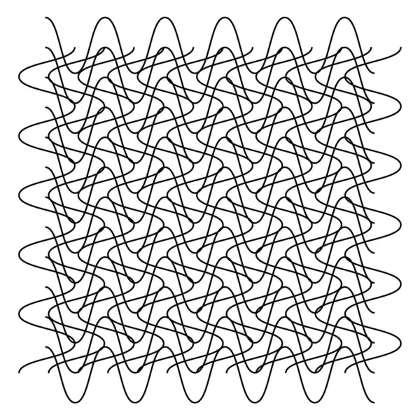 Geometrische Raster Gaas Met Onregelmatige Golvende Golvende Zigzaglijnen Vector Illustratie — Stockvector