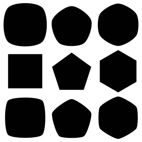 Rounded Polygon Shape Elements Vector Illustration — ストックベクタ