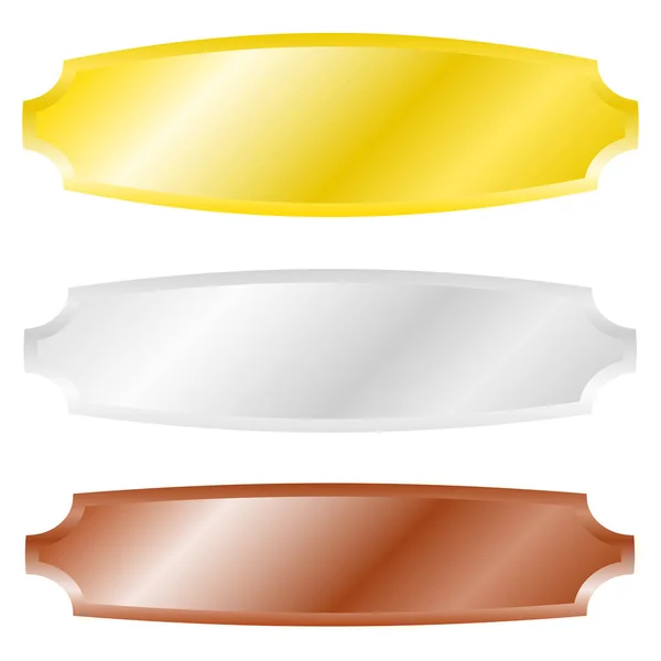 Banner Metal Precioso Botão Barra Placa Retângulo Forma Elementos — Vetor de Stock