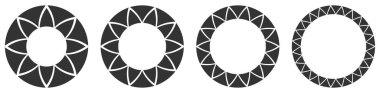 Basit motif, mandala şekli. Dairesel, yuvarlak daire simgesi, sembol seti. Stock vektör illüstrasyonu, klip- art grafikleri