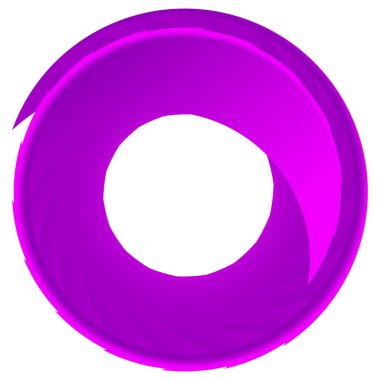 Parçalı spiral, kıvrımlı parlak ve parlak daire, dairesel şekil element vektör çizimi