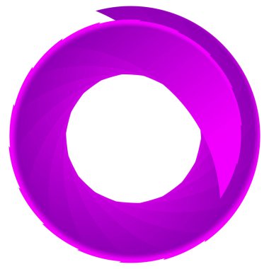 Parçalı spiral, kıvrımlı parlak ve parlak daire, dairesel şekil element vektör çizimi