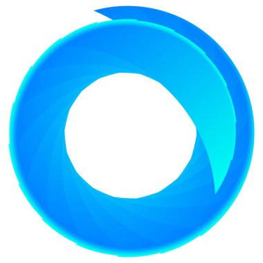 Parçalı spiral, kıvrımlı parlak ve parlak daire, dairesel şekil element vektör çizimi