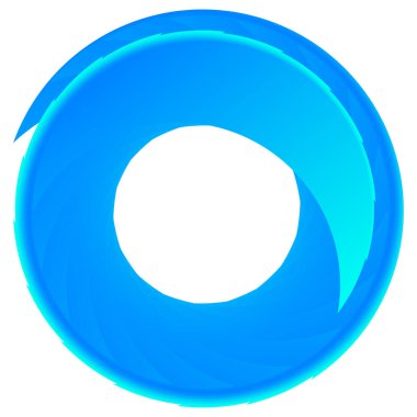 Parçalı spiral, kıvrımlı parlak ve parlak daire, dairesel şekil element vektör çizimi