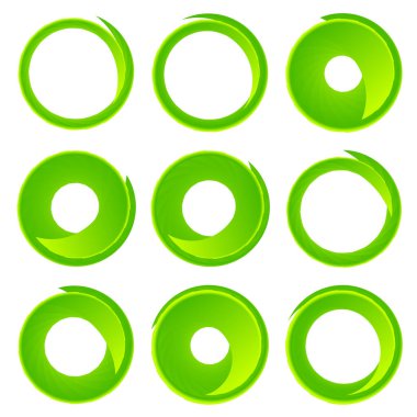 Parçalı spiral, kıvrımlı parlak ve parlak daire, dairesel şekil element vektör çizimi