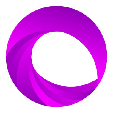 Parçalı spiral, kıvrımlı parlak ve parlak daire, dairesel şekil element vektör çizimi