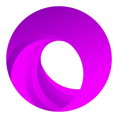 Parçalı spiral, kıvrımlı parlak ve parlak daire, dairesel şekil element vektör çizimi