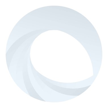 Parçalı spiral, kıvrımlı parlak ve parlak daire, dairesel şekil element vektör çizimi
