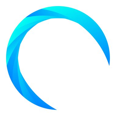 Parçalı spiral, kıvrımlı parlak ve parlak daire, dairesel şekil element vektör çizimi