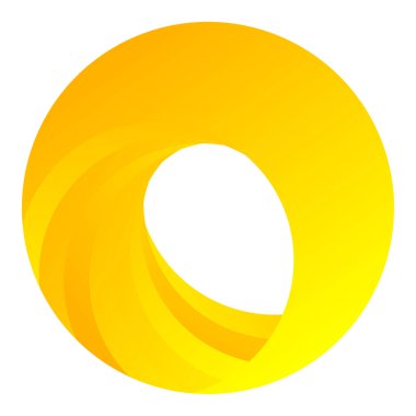 Parçalı spiral, kıvrımlı parlak ve parlak daire, dairesel şekil element vektör çizimi