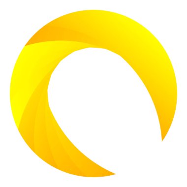 Parçalı spiral, kıvrımlı parlak ve parlak daire, dairesel şekil element vektör çizimi