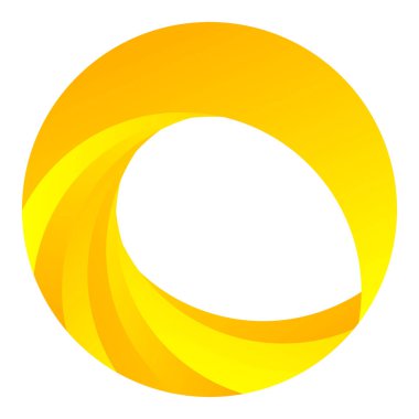 Parçalı spiral, kıvrımlı parlak ve parlak daire, dairesel şekil element vektör çizimi