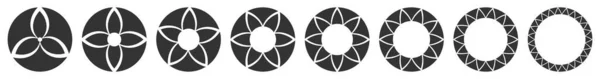 Einfaches Motiv Mandala Formelement Kreisförmiges Rundes Kreissymbol Symbolsatz Bestandsvektorillustration Clip — Stockvektor
