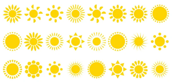 Güneş Yaz Klipsli Sanat Simgesi Sembol Seti — Stok Vektör