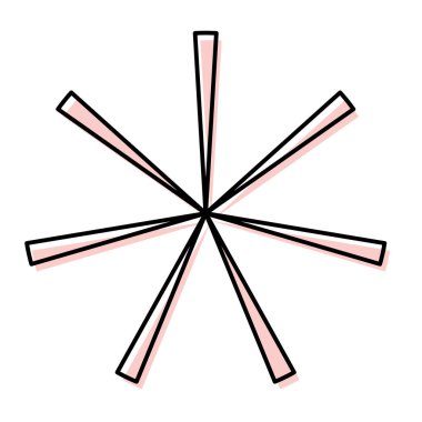 Radyal ışınlar, ışınlar. Satır şekil ögesi birleştiriliyor