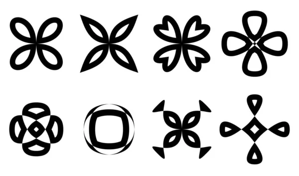 Abstract Minimal Geometric Lines Motif Mandala Icon Symbol Set — Stock Vector