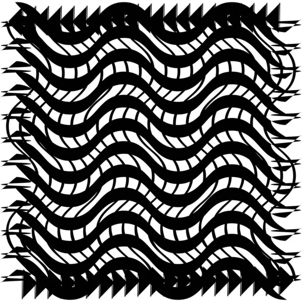 波浪形 波浪形 锯齿形 纵横交错线 条纹格栅 网状元件 — 图库矢量图片