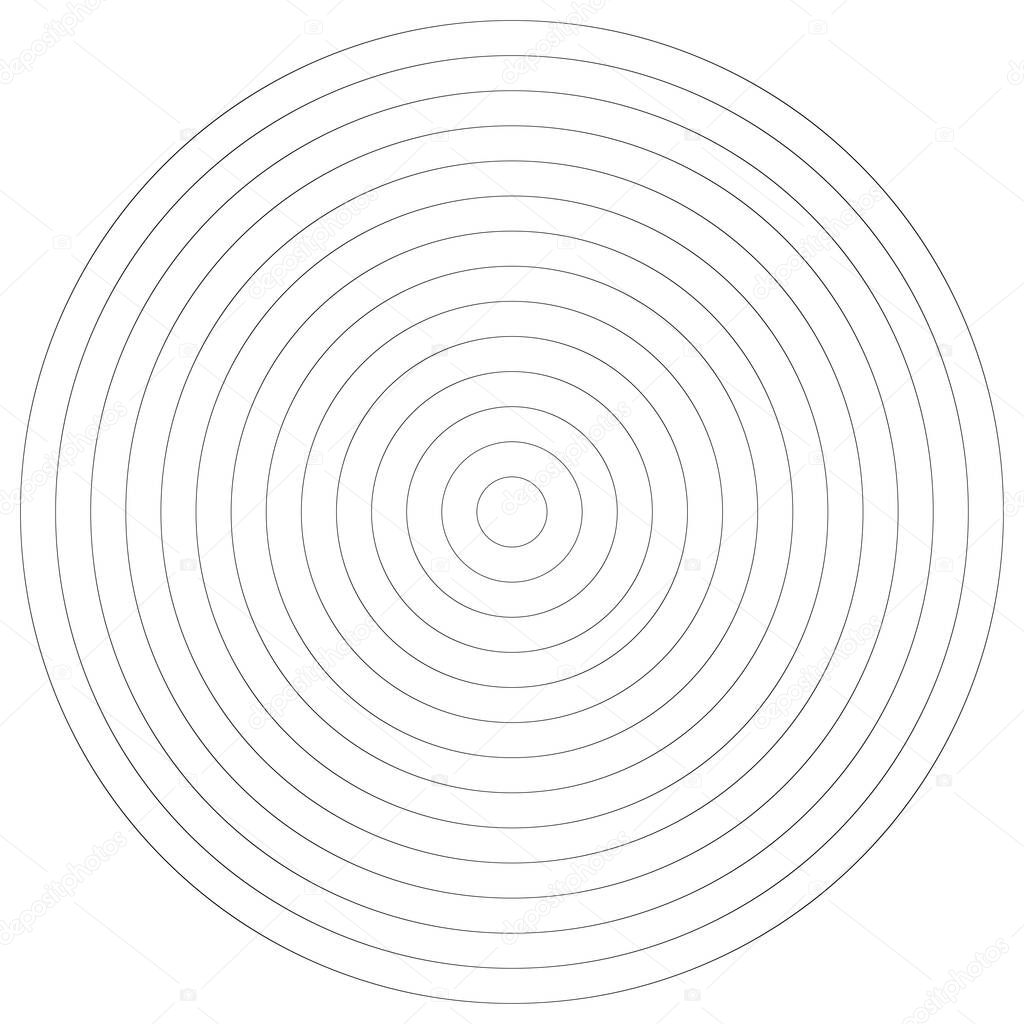 Concentric circles, rings. Spiral, swirl, twirl shape design element