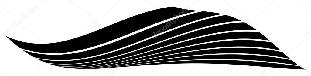 Wavy, waving lines, stripes. Abstrac wave strip, streak element. Stock vector illustration, clip-art graphics