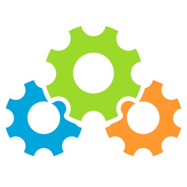 Vites, dişli tekerlek, dişli şekilli element, ikon vektör çizimi. Rackwheel, pinion sembolü.