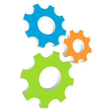 Vites, dişli tekerlek, dişli şekilli element, ikon vektör çizimi. Rackwheel, pinion sembolü.