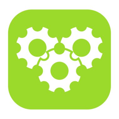 Vites, dişli tekerlek, dişli şekilli element, ikon vektör çizimi. Rackwheel, pinion sembolü.