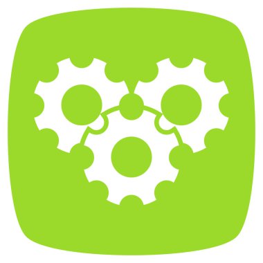 Vites, dişli tekerlek, dişli şekilli element, ikon vektör çizimi. Rackwheel, pinion sembolü.