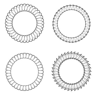 İnce çizgi, dairesel mandala, motif desen, ikon element. Geometrik çember