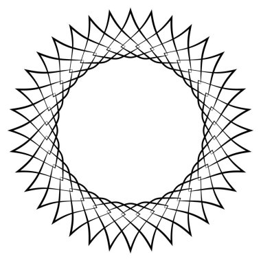 İnce çizgi, dairesel mandala, motif desen, ikon element. Geometrik çember