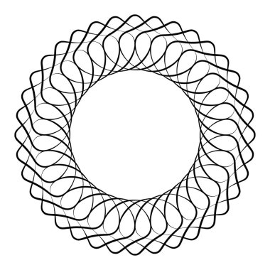 İnce çizgi, dairesel mandala, motif desen, ikon element. Geometrik çember