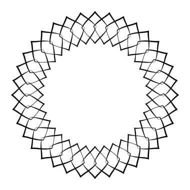 İnce çizgi, dairesel mandala, motif desen, ikon element. Geometrik çember