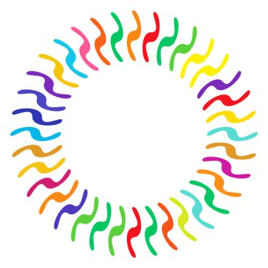 Renkli, çok renkli yuvarlak, dairesel mandala, motif desen, ikon element. Geometrik çember