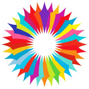Renkli, çok renkli yuvarlak, dairesel mandala, motif desen, ikon element. Geometrik çember