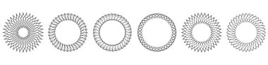 İnce çizgi, dairesel mandala, motif desen, ikon element. Geometrik daire seti. Stock vektör illüstrasyonu, klip- art grafikleri