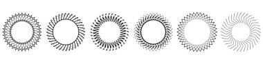 İnce çizgi, dairesel mandala, motif desen, ikon element. Geometrik daire seti. Stock vektör illüstrasyonu, klip- art grafikleri