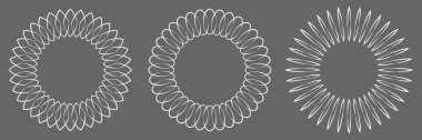 İnce çizgi, dairesel mandala, motif desen, ikon element. Geometrik daire seti. Stock vektör illüstrasyonu, klip- art grafikleri