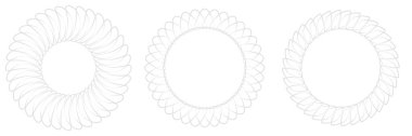 İnce çizgi, dairesel mandala, motif desen, ikon element. Geometrik daire seti. Stock vektör illüstrasyonu, klip- art grafikleri