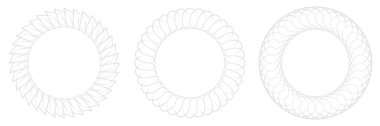 İnce çizgi, dairesel mandala, motif desen, ikon element. Geometrik daire seti. Stock vektör illüstrasyonu, klip- art grafikleri