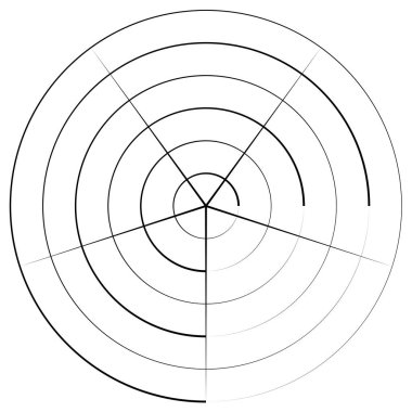Radikal, yayıcı, eşmerkezli çizgiler vektör şekil elementi