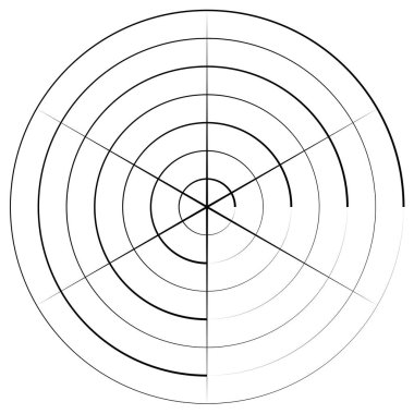 Radikal, yayıcı, eşmerkezli çizgiler vektör şekil elementi