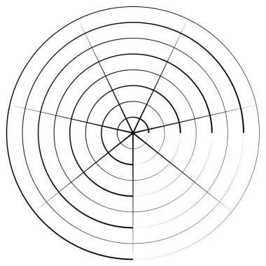 Radikal, yayıcı, eşmerkezli çizgiler vektör şekil elementi