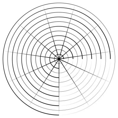 Radikal, yayıcı, eşmerkezli çizgiler vektör şekil elementi