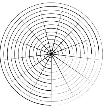 Radikal, yayıcı, eşmerkezli çizgiler vektör şekil elementi