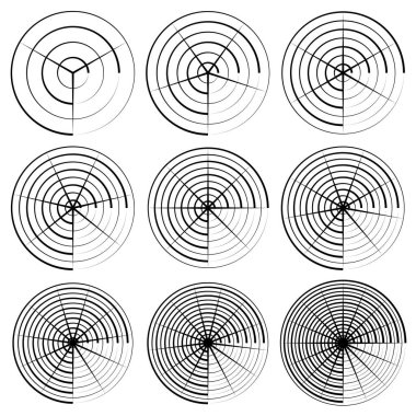 Radikal, yayıcı, eşmerkezli çizgiler vektör şekil elementi