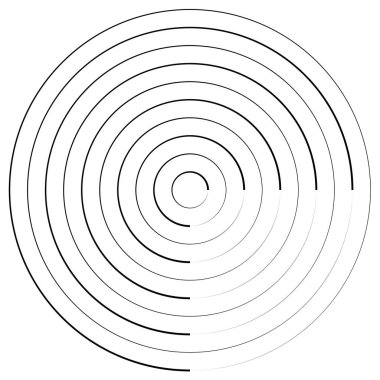 Radikal, yayıcı, eşmerkezli çizgiler vektör şekil elementi